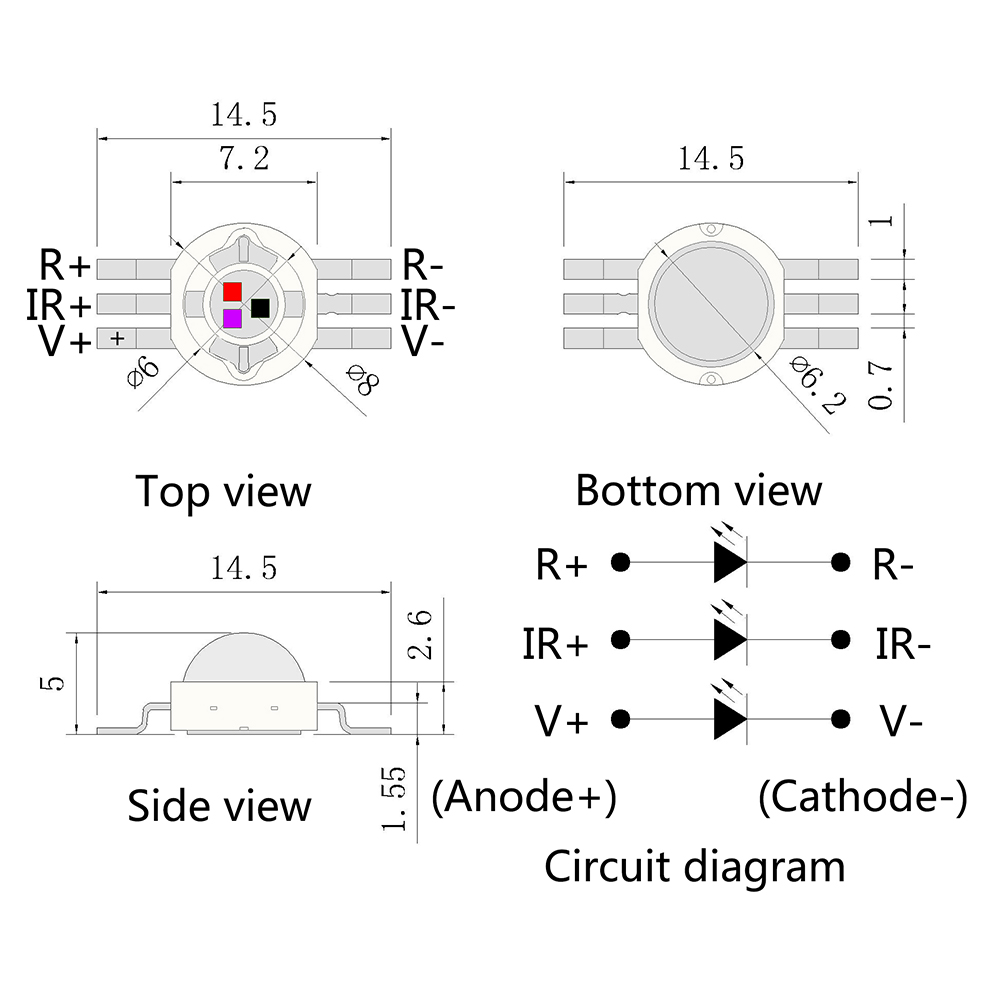 Cuenta de lámpara led de calefacción médica con lumen de imitación, 660nm + 850nm + 415nm, combinación multibanda, lámpara de belleza médica