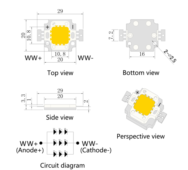 Módulo Integrado de Luz Blanca Cálida 10W Led R1C