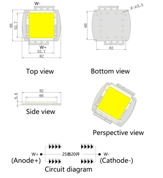 Módulo LED COB de alta potencia de 150 W-500 W blanco/blanco cálido