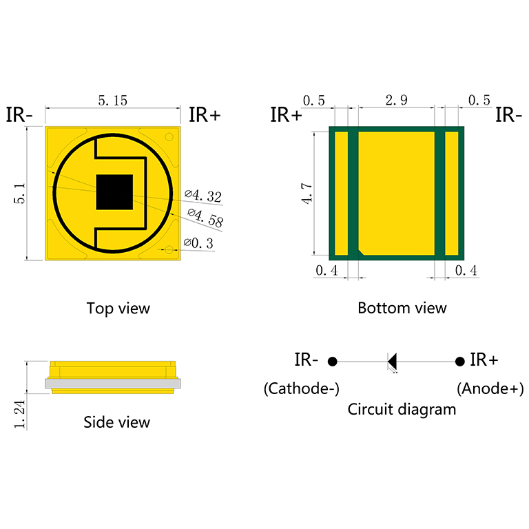 Fuente de luz LED de alta potencia de un solo núcleo infrarrojo láser 5050 VCSEL
