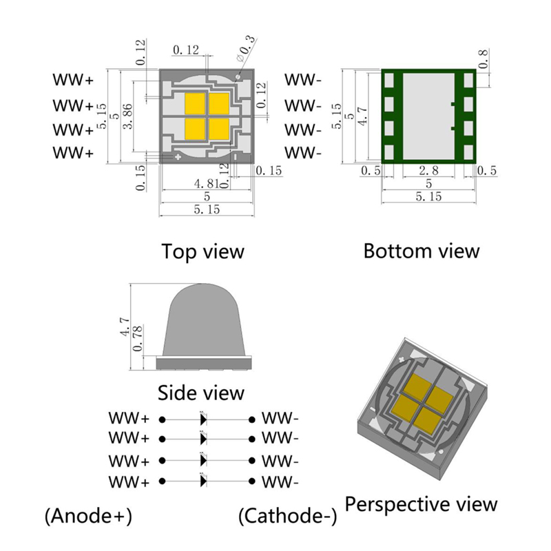 5050 Cerámica SMD Blanco/LED blanco cálido