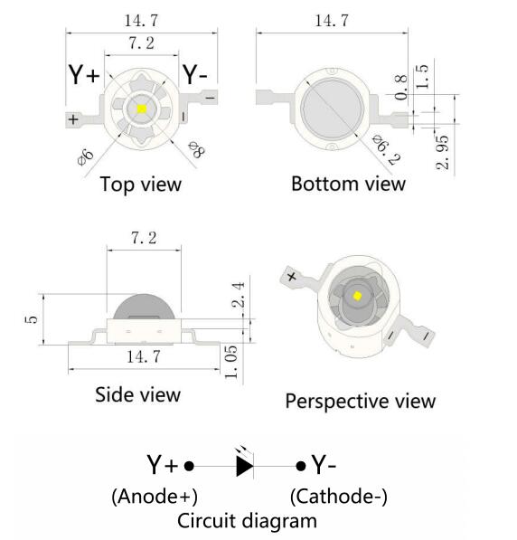 Diodo Led amarillo de alta potencia 1w 3w