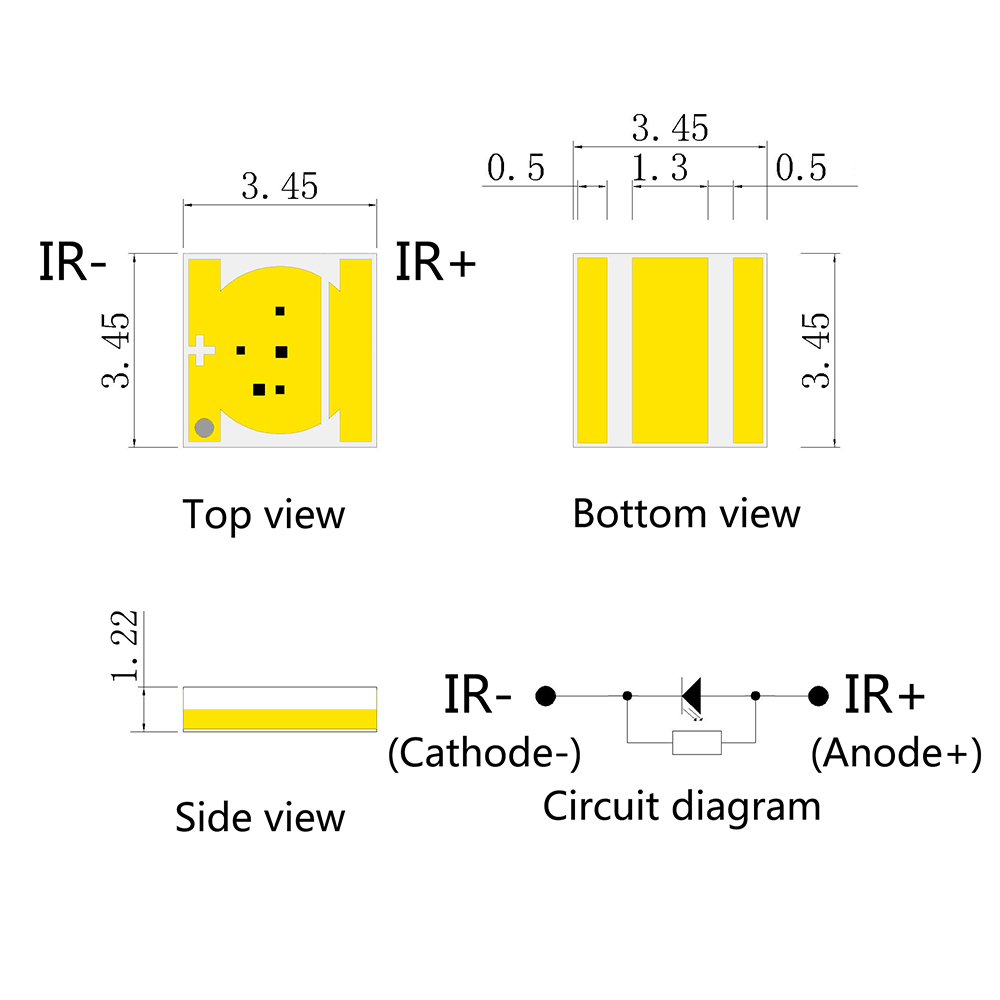 Cuentas LED con soporte chapado en oro de alta potencia láser VCSEL de cerámica 3535
