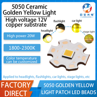 Cerámica 5050 Golden amarillo luz alta Voltaje de 12 V sustrato de cobre 20W Fuente de luz LED de alta potencia