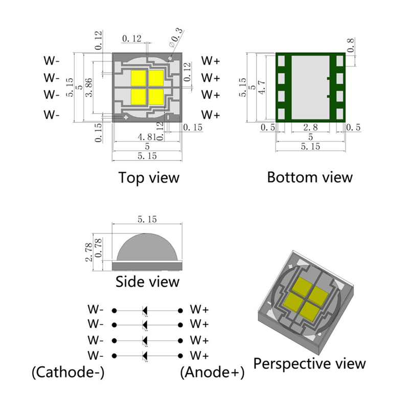 5050 Cerámica SMD Blanco/LED blanco cálido