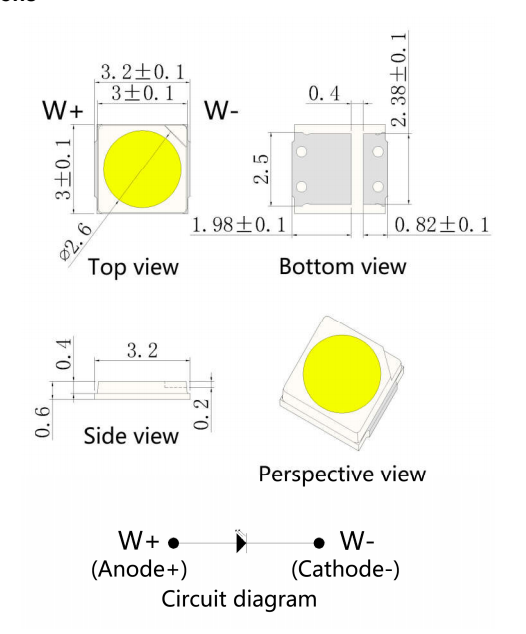 LED blanco 2835/3030 SMD de 0,5 W