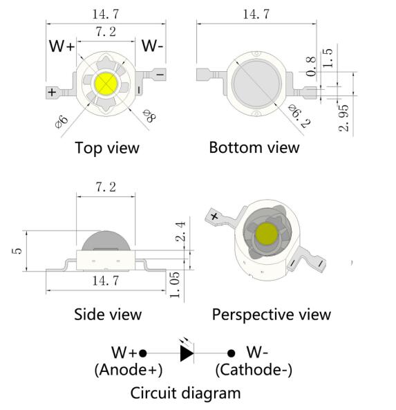 Led blanco cálido de alta potencia 1w 3w blanco