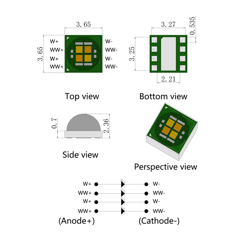 CCT 6500K LED de alta potencia SMD Diodo LED Blanco de alta potencia