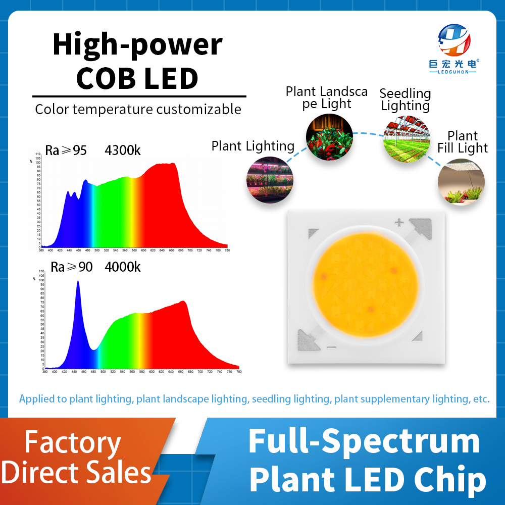 Luz de crecimiento de plantas LED COB de espectro completo de 18 W, CRI alto de 95+, LED de espectro solar continuo